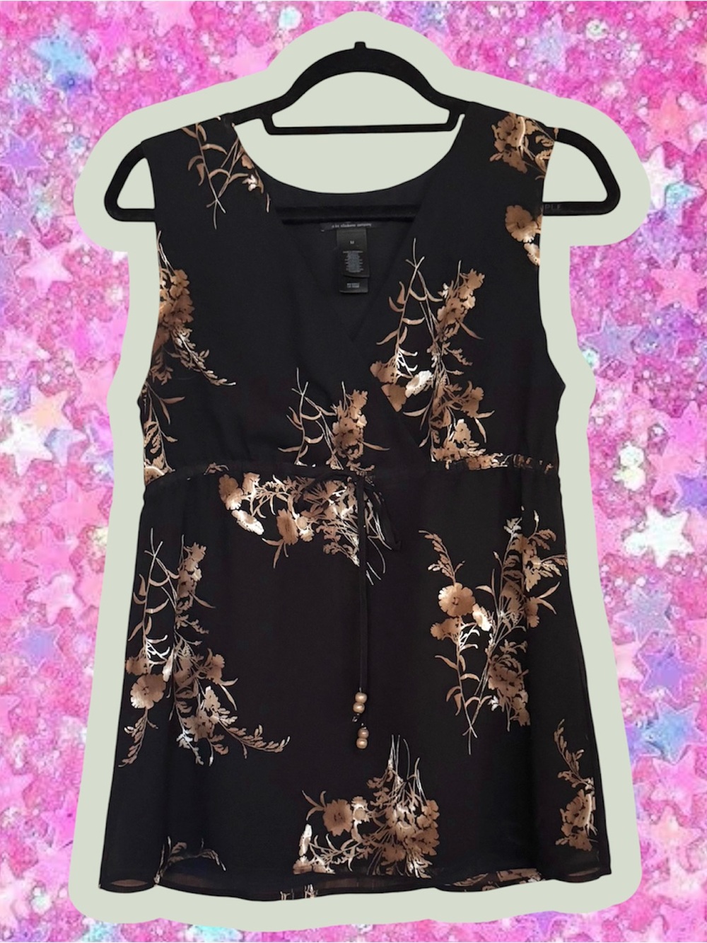 Axcess Liz Claiborne babydoll vintage Y2K 2000s chiffon tank top blouse M empire